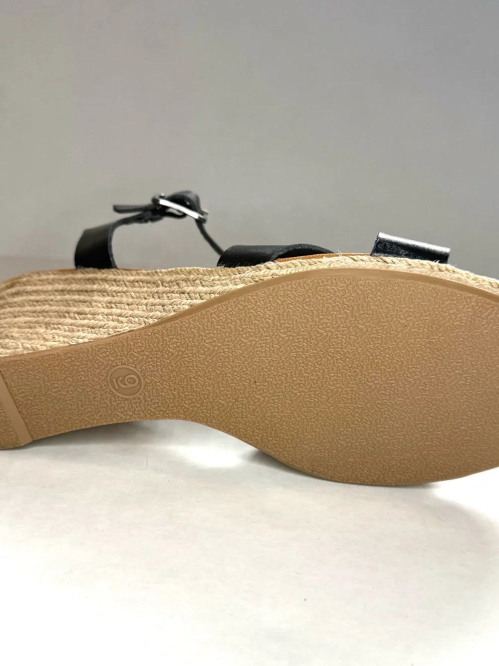 Ankle Strap Espadrille Wedge Sandals Black Tan Size 9 - Picture 10 of 14